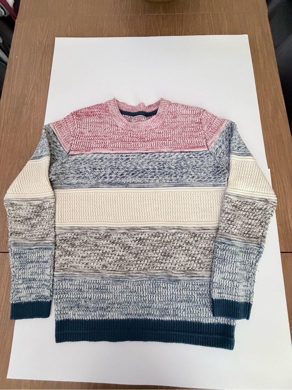 Alcott Striped Crewneck Sweater in red, Cream & Blue